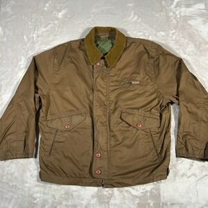 Best Direction Field Jacket Mens L Brown Utility Pockets Corduroy Collar Vintage